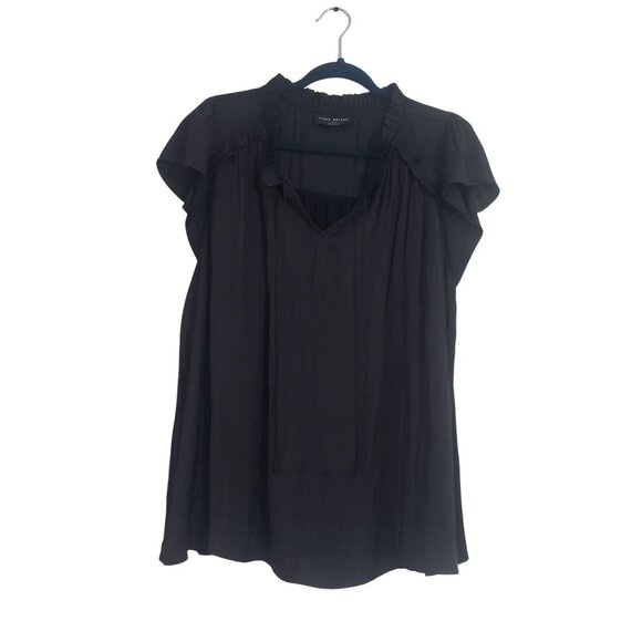 Lane Bryant Black Ruffle Sleeve‎ Blouse Size 18/20 Romantic Feminine Delicate - Picture 1 of 5